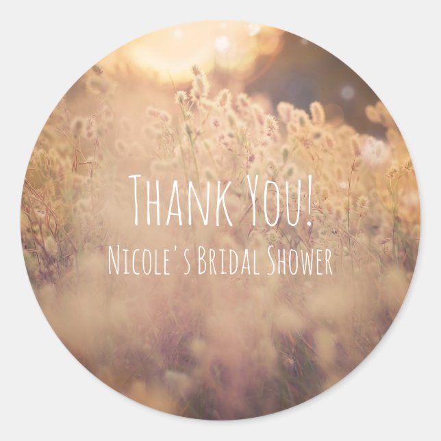 Flower Field Rustic Country Wedding Favour Classic Round Sticker (Front)