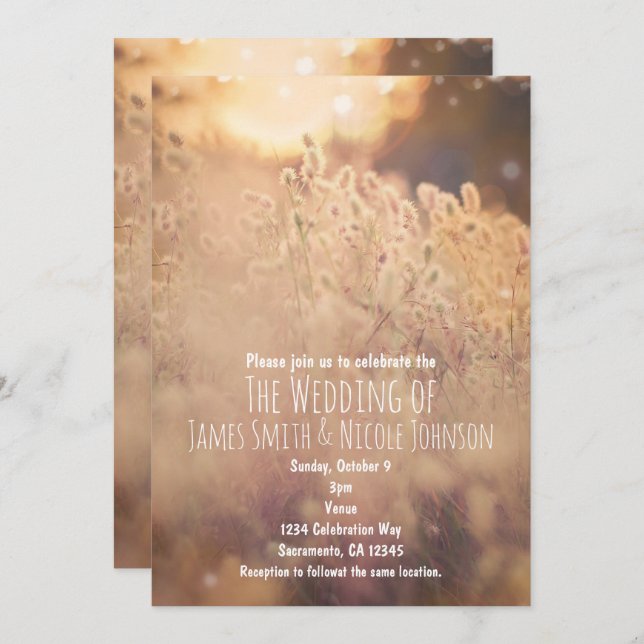 Flower Field Rustic Country Wedding Invitations (Front/Back)