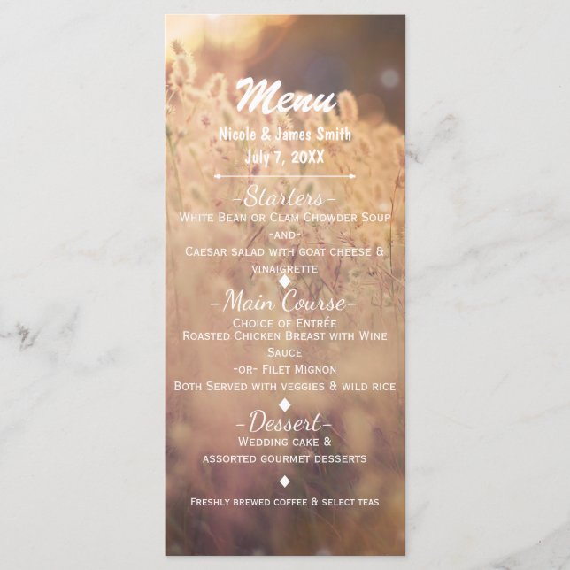 Flower Field Rustic Country Wedding Menu (Front)