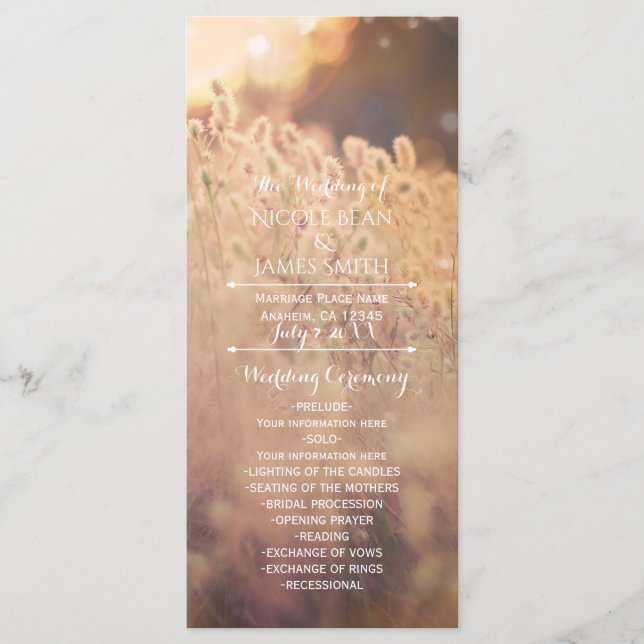 Flower Field Rustic Country Wedding Program Rack (Front)