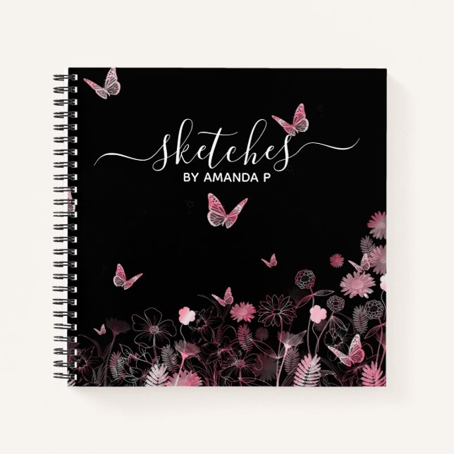 Flower field with butterflies notebook (Front)