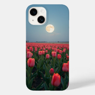 Flower field with the moon rising case