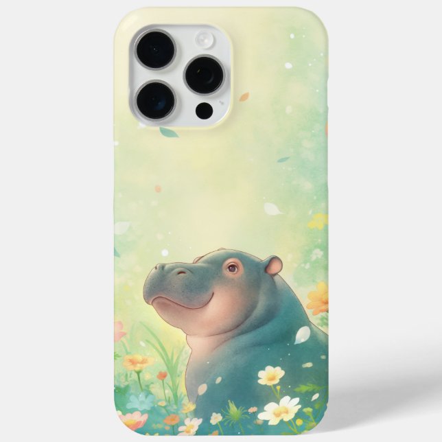 Flower Fields and Happy Hippo Case-Mate iPhone Case (Back)