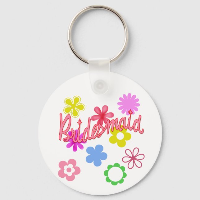 Flower Filled Bridesmaid Products Key Ring (Front)