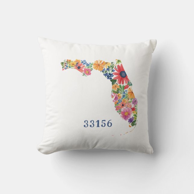 Flower-Filled Florida Cushion + Customisable Text (Front)