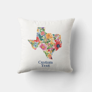 Flower-Filled Texas Cushion with Customisable Text