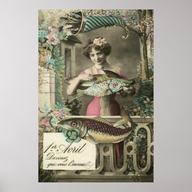 Flower Fish Cornucopia Poisson d'avril Poster (Front)
