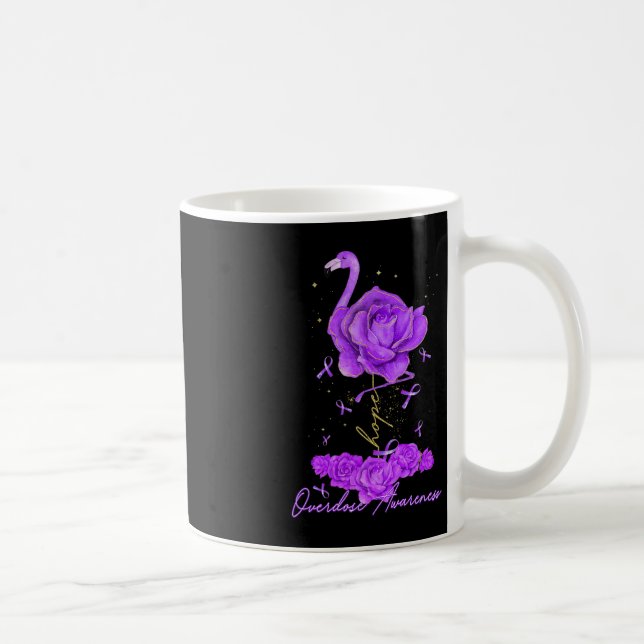Flower Flamingo Hope Purple Ribbon Overdose Awaren Coffee Mug (Right)