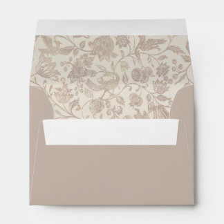 Flower Floral Brown Beige Address Envelope