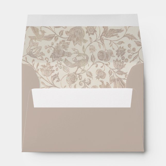 Flower Floral Brown Beige Address Envelope (Back (Bottom))