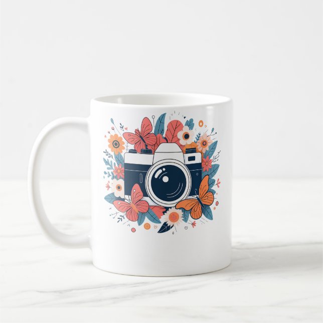 Flower Floral Camera Shirt Cute Photographer Photo Coffee Mug (Left)