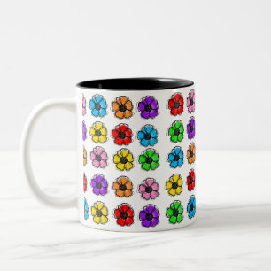 Flower Floral Doodle Line Art Watercolor Abstract  Two-Tone Coffee Mug