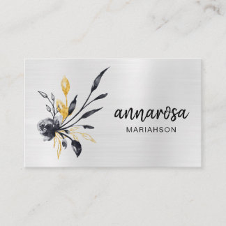 *~* Flower Floral GOLD Silver LOGO QR PHOTO Business Card