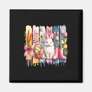 Flower Floral Happy Easter Bunny Rabbit Easter Bun Magnet