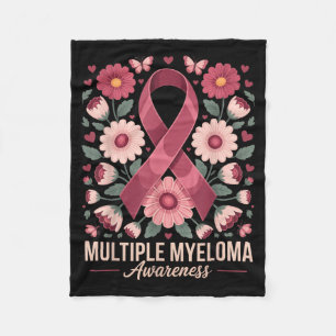 Flower Floral Myeloma Cancer Awareness Multiple Fleece Blanket