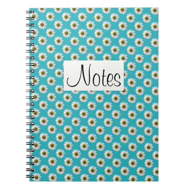 Flower floral print daisies on sky blue notebook (Front)