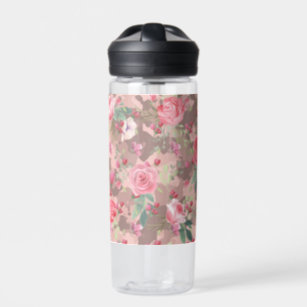 Flower Floral Watercolor Camouflage Rose Gold Pink Water Bottle