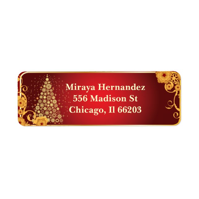 Flower Flourish & Christmas Tree Address Labels (Front)
