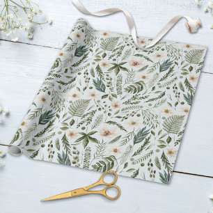 Flower Foliage Watercolor Seamless Floral Pattern Wrapping Paper