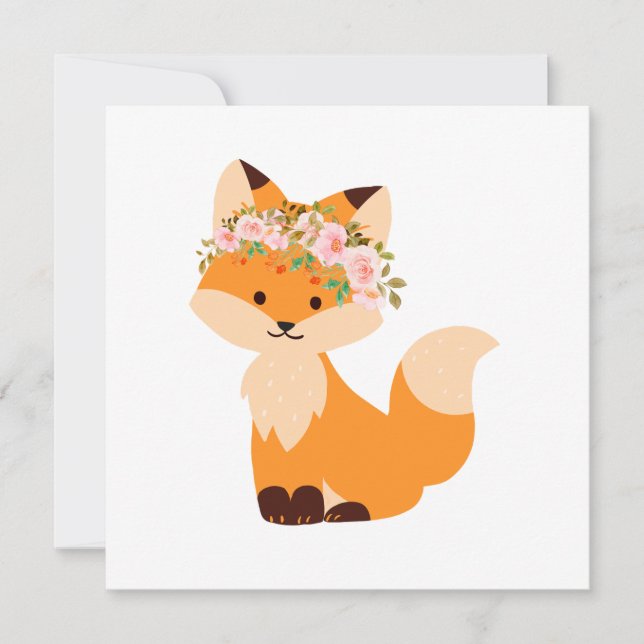 Flower Fox Blank Card (Front)