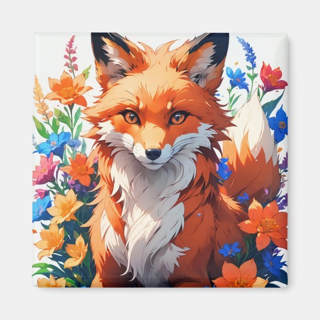 Flower Fox Magnet (Front)