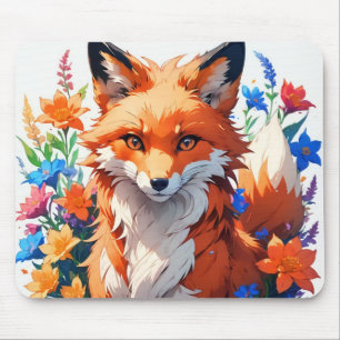Flower Fox Mouse Pad