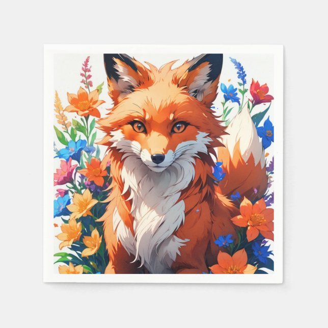 Flower Fox Napkin (Front)