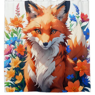 Flower Fox Shower Curtain