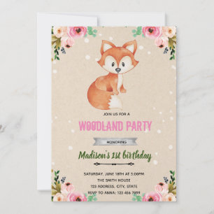 Flower fox woodland invite