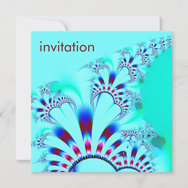 Flower · Fractal Art · Turquoise Invitation (Front)