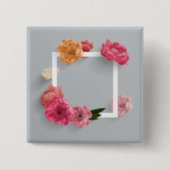 Flower Frame 15 Cm Square Badge (Front)
