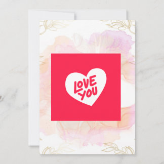 Flower Frame Circle And Love Hart Invitation
