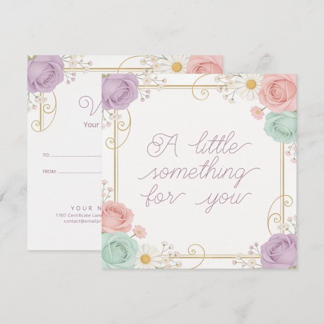 Flower Frame - Delicate Romantic Style 1 voucher Card (Front/Back)