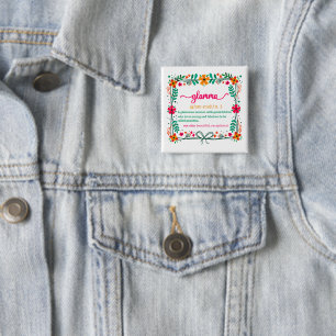 Flower Frame Glamma Grandma Grandmother Definition 15 Cm Square Badge