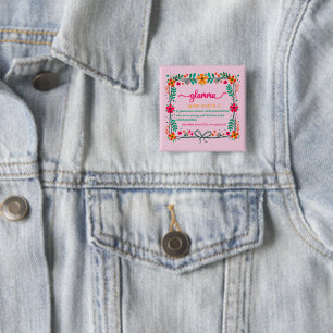Flower Frame Glamma Grandma Grandmother Definition 15 Cm Square Badge