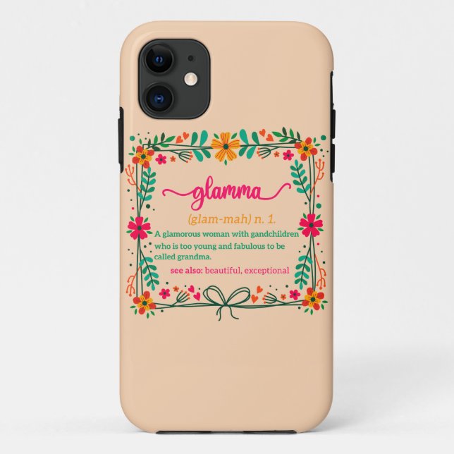 Flower Frame Glamma Grandma Grandmother Definition Case-Mate iPhone Case (Back)