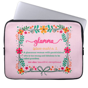 Flower Frame Glamma Grandma Grandmother Definition Laptop Sleeve