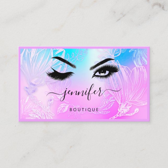  Flower Frame QR Code Custom Logo Lash Studio  Business Card (Front)