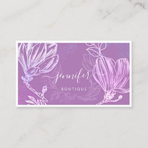Flower Frame QR Code Custom Logo Purple Violet Business Card