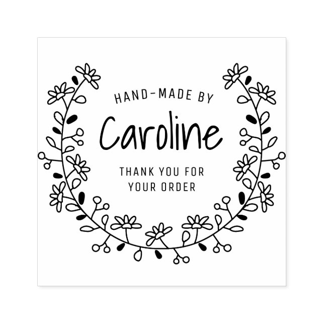flower frame script handmade rubber stamp (Imprint)