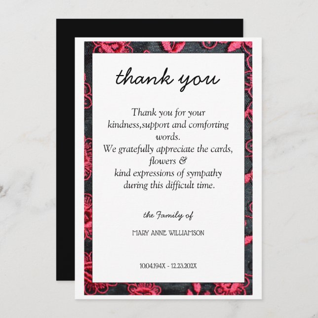 flower frame thank you card Invitation (Front/Back)