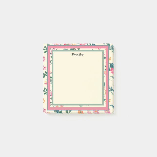 Flower Frame with Yellow Background Post-it Notes (Front)