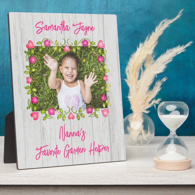 Flower Frame Wood Look Personalised Gift Plaque (Side)