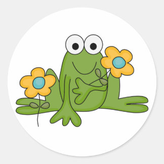 flower froggy frog classic round sticker