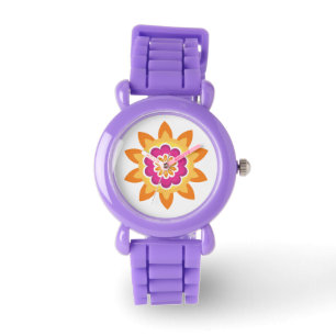 Flower Fusion_Geometric Sunburst_Poppy Fuchsia Sun Watch