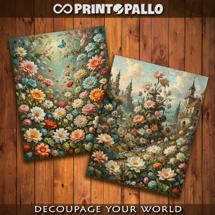 Flower galore with a castle  tissue paper