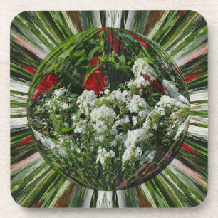 Flower Garden Abstract Floral Art Cork Coaster Set