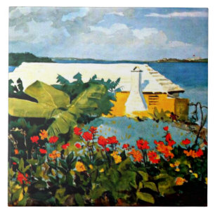 Flower Garden and Bungalow by Winslow Homer Ceramic Tile
