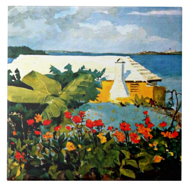 Flower Garden and Bungalow by Winslow Homer Ceramic Tile (Front)