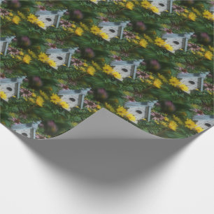 Flower Garden Birdhouse Nature Art Pattern   Wrapping Paper